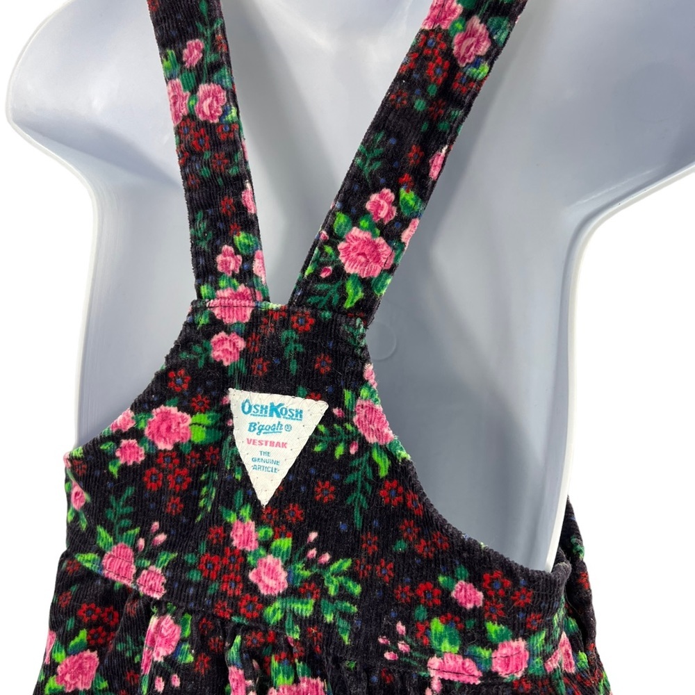 Vintage OshKosh B’Gosh Roses Floral Jumper Dress corduroy pink flowers Size 4T - Picture 8 of 10